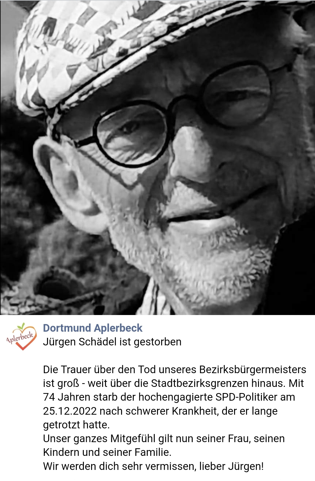 Jürgen Schädel ist gestorben - facebook Dortmund Aplerbeck